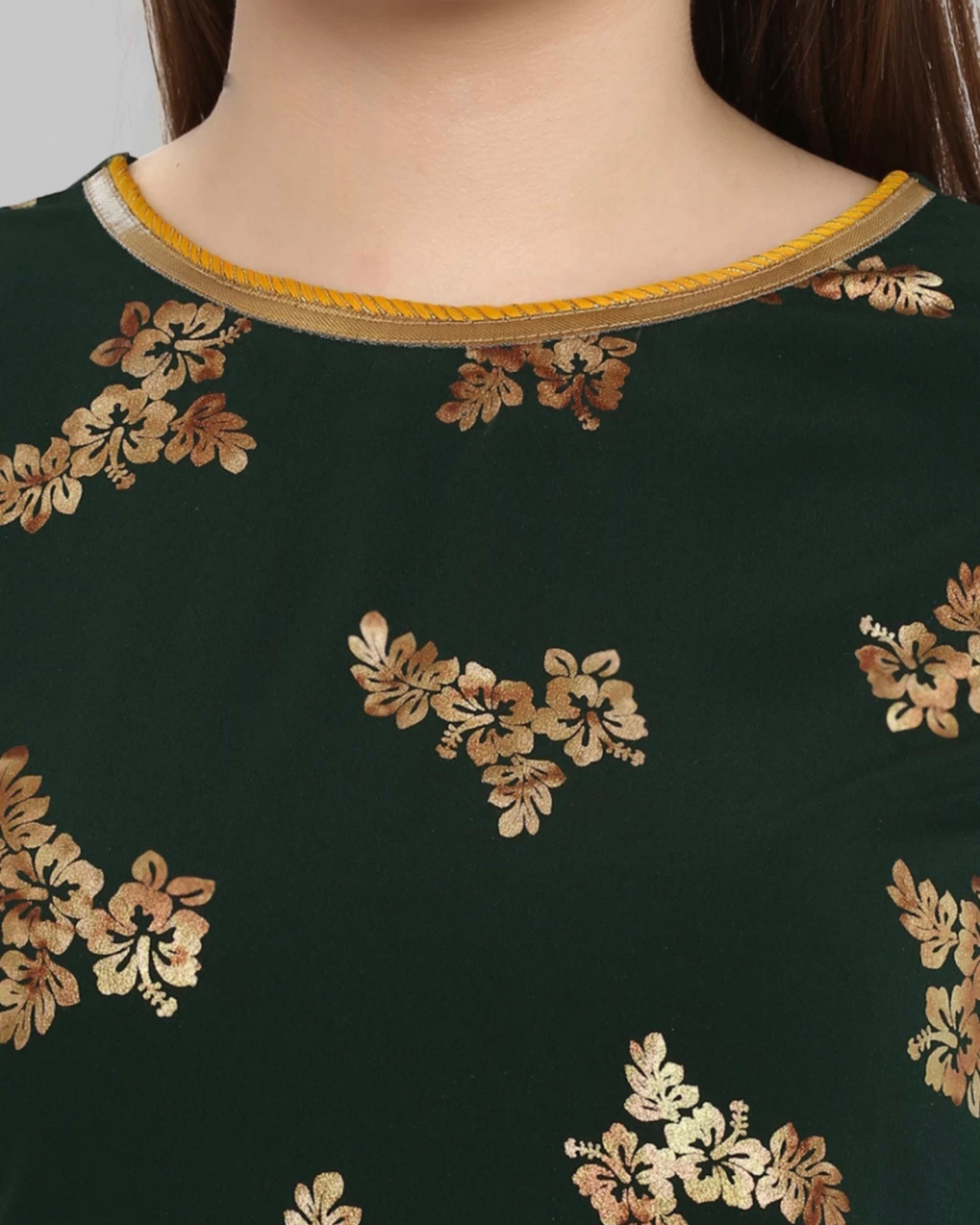 Bottle Green Rayon Printed Kurti with Sharara and Dupatta Set