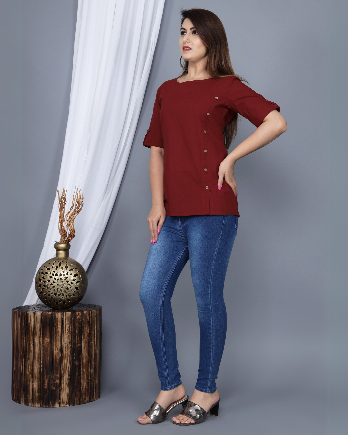 Maroon Rayon Kurti Top Stylish and Comfortable Wear