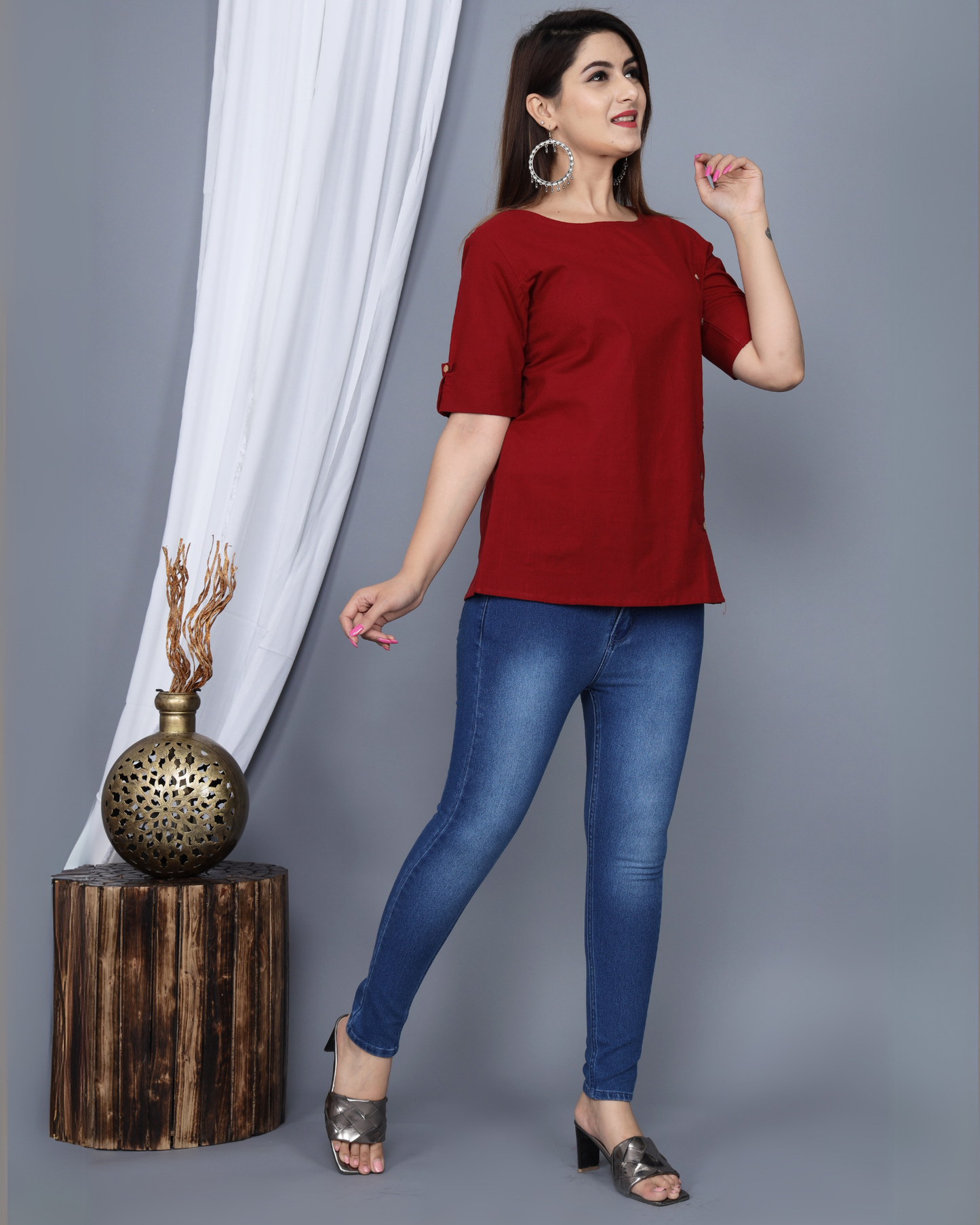 Maroon Rayon Kurti Top Stylish and Comfortable Wear