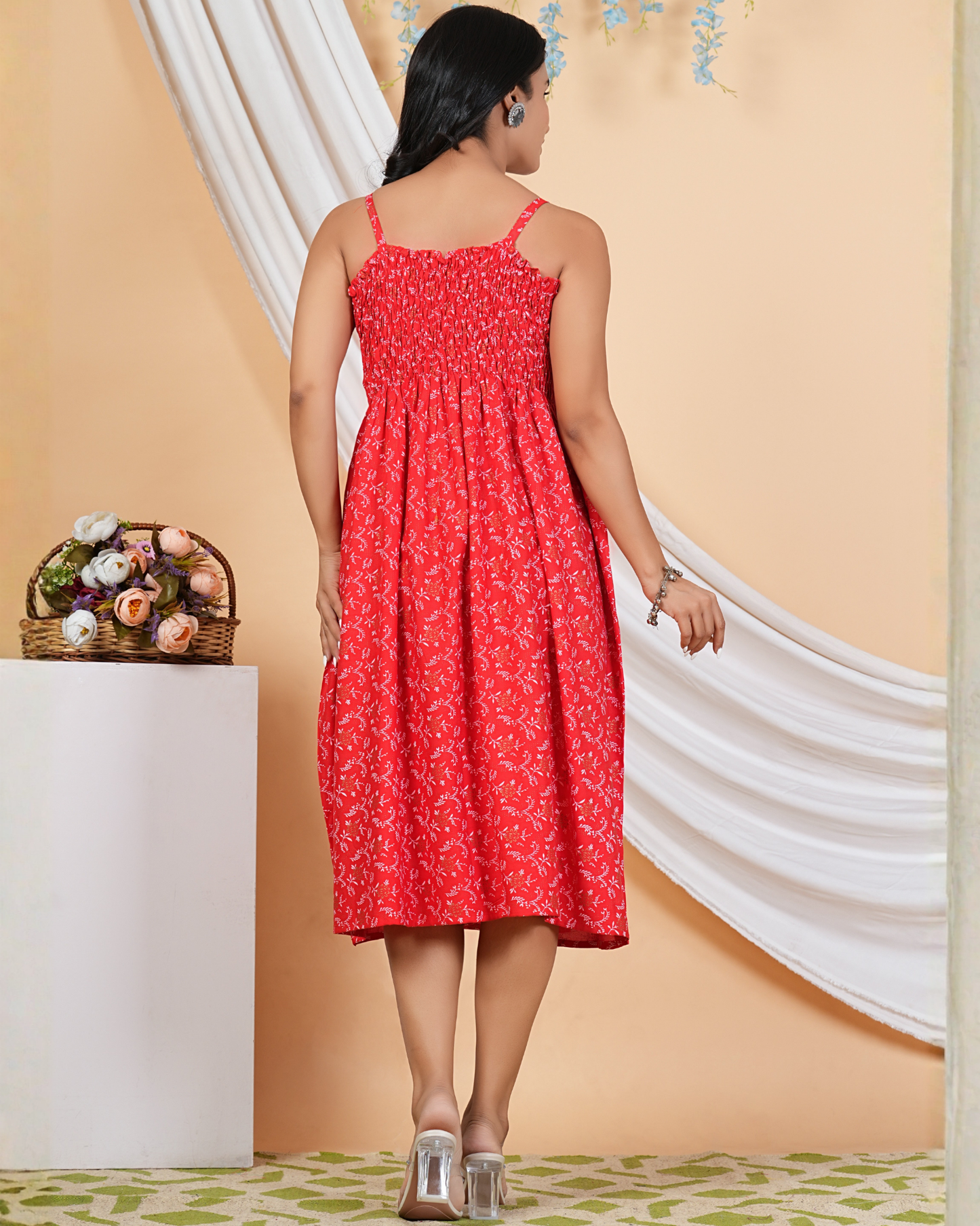 Trendy Red Bale Bobin A-Line Kurti – Soft Cotton, Beautiful Fit
