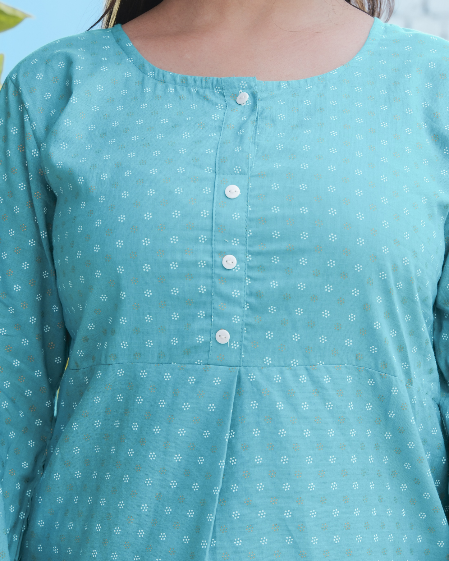 Turquoise Cotton Printed Co-ord Set Chic and Modern Outfit