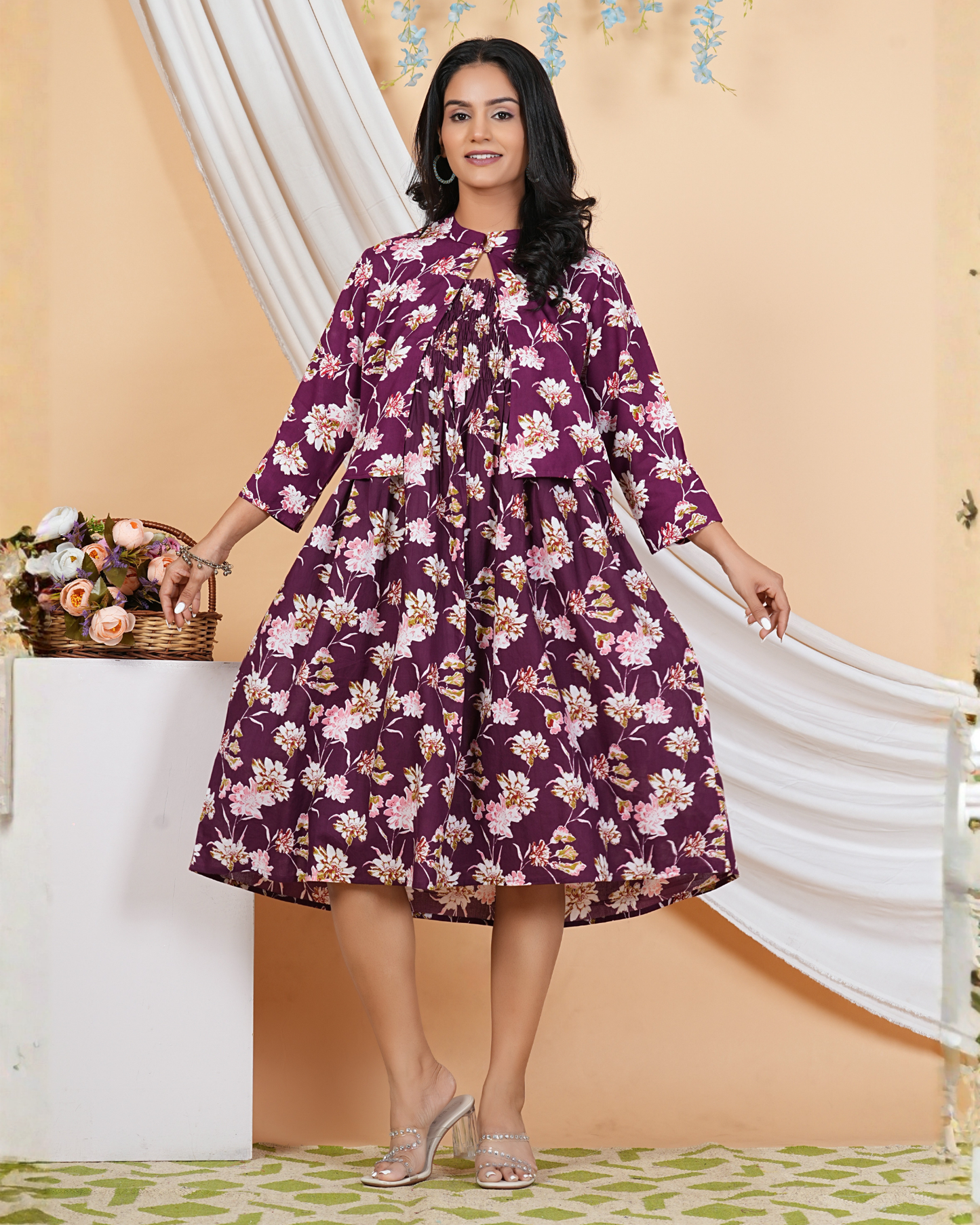 Chic Wine Bobin Cotton Jacket Lightweight and Stylish