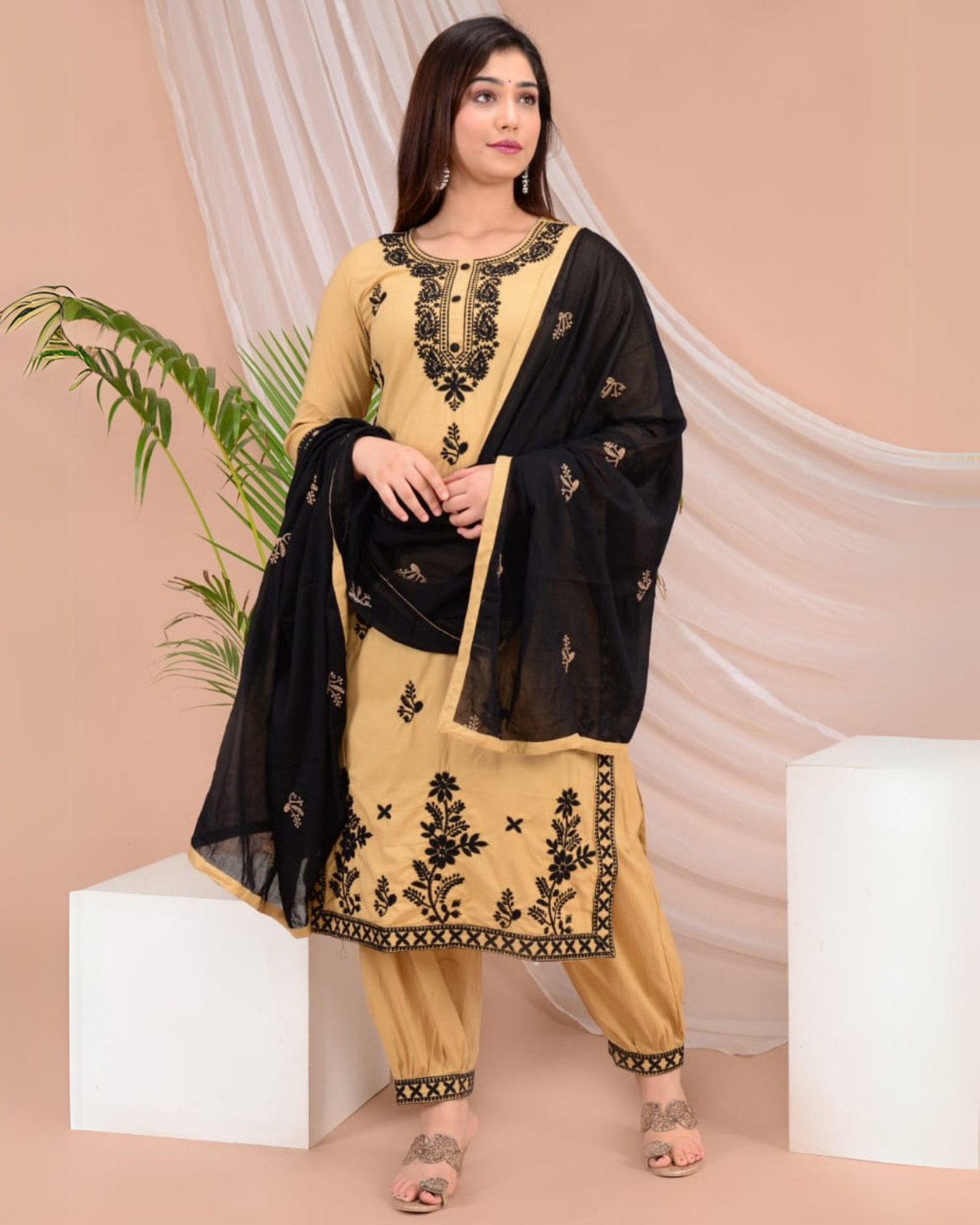 Chiku Kery Kurti Set with Dupatta – Embroidered Rayon Elegance