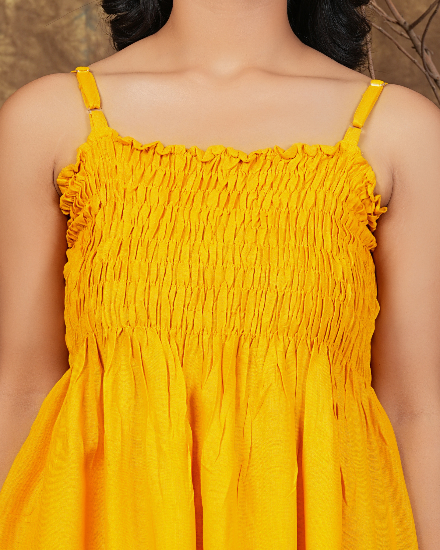 Stylish Mustard Cotton Bobin A Line Top for Casual Occasions