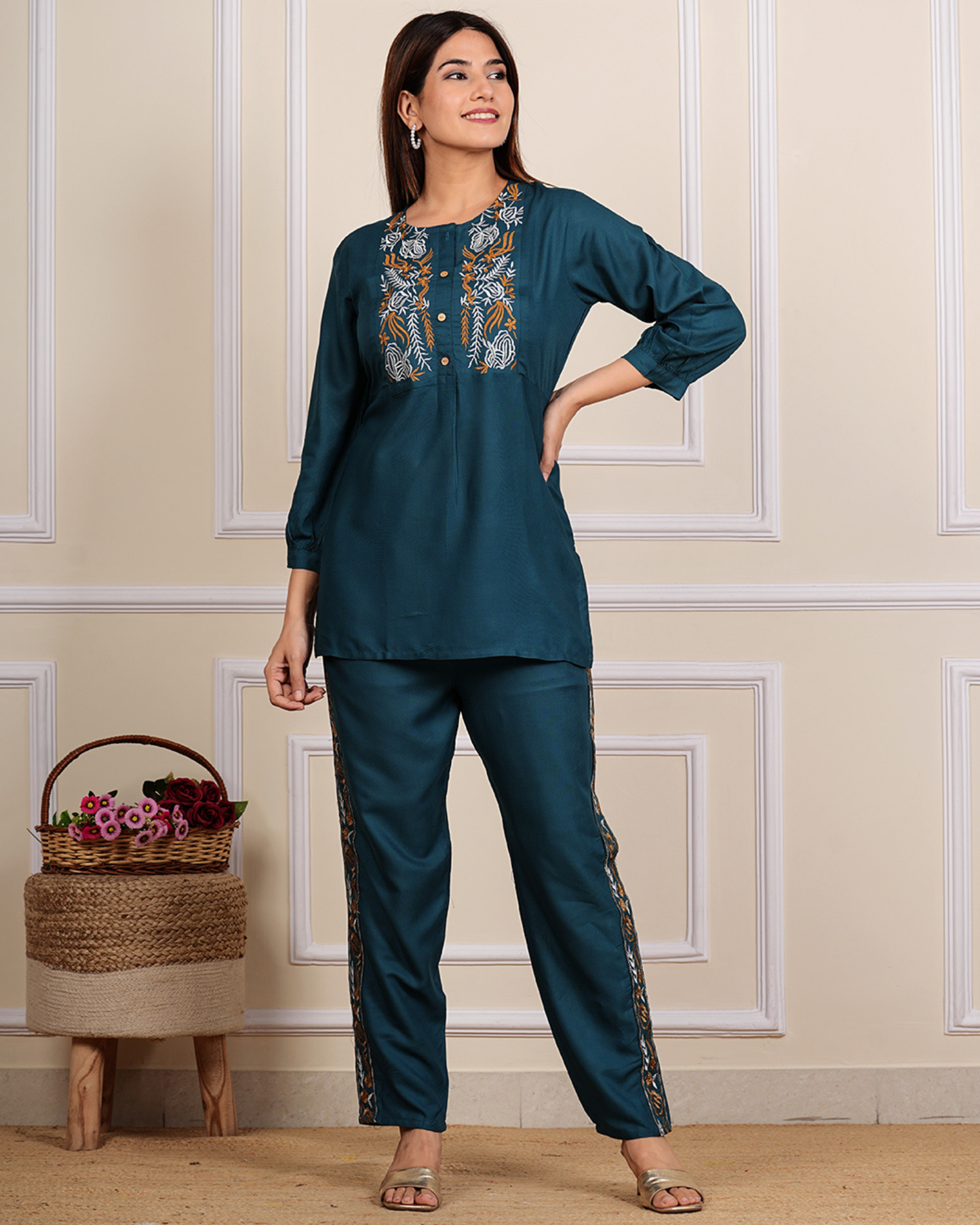 Rama TanaBana Rayon Embroidered Co-Ord Set