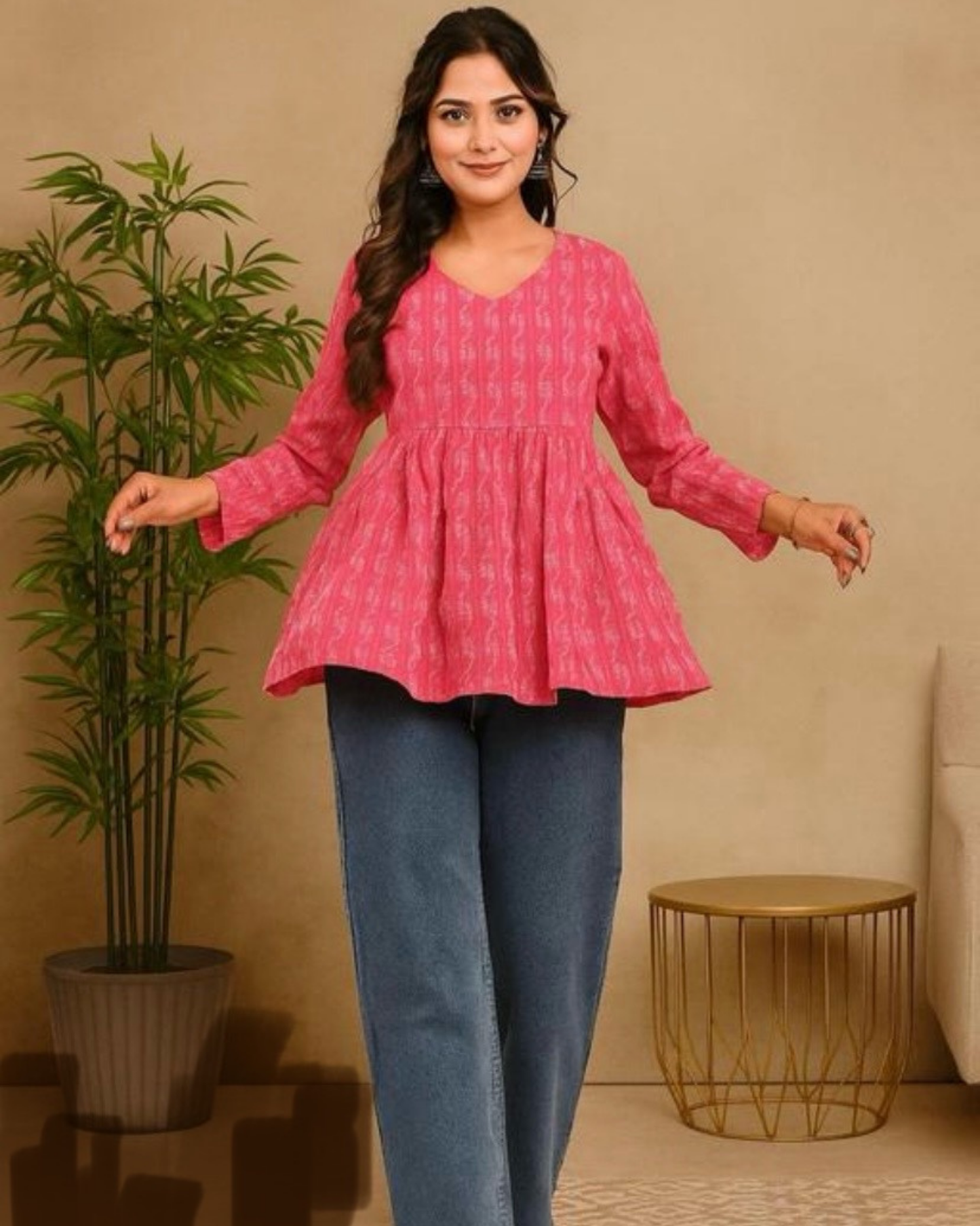 Rani Khata Cotton Top with Subtle Prints Trendy Comfortable Wear