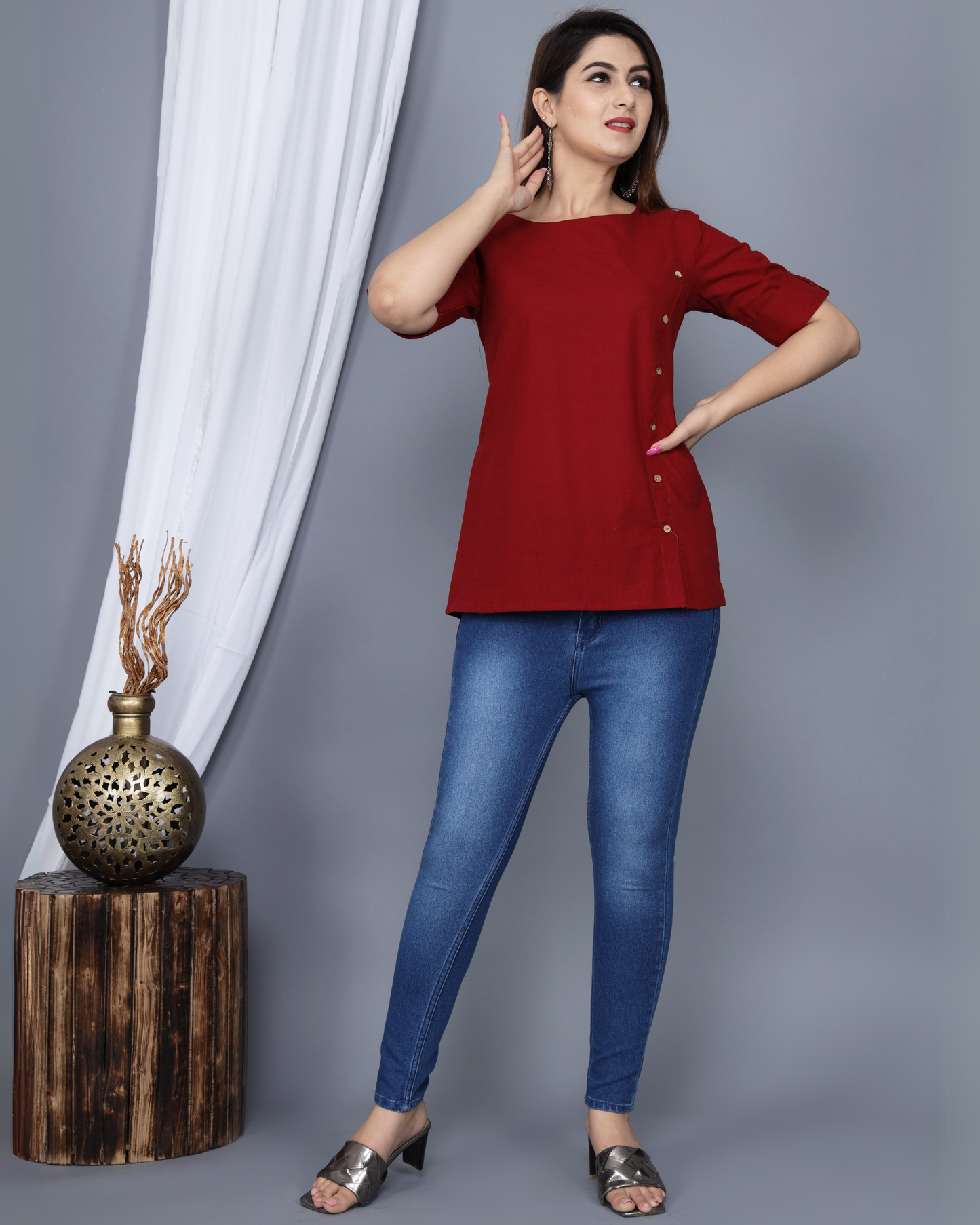 Maroon Rayon Kurti Top Stylish and Comfortable Wear