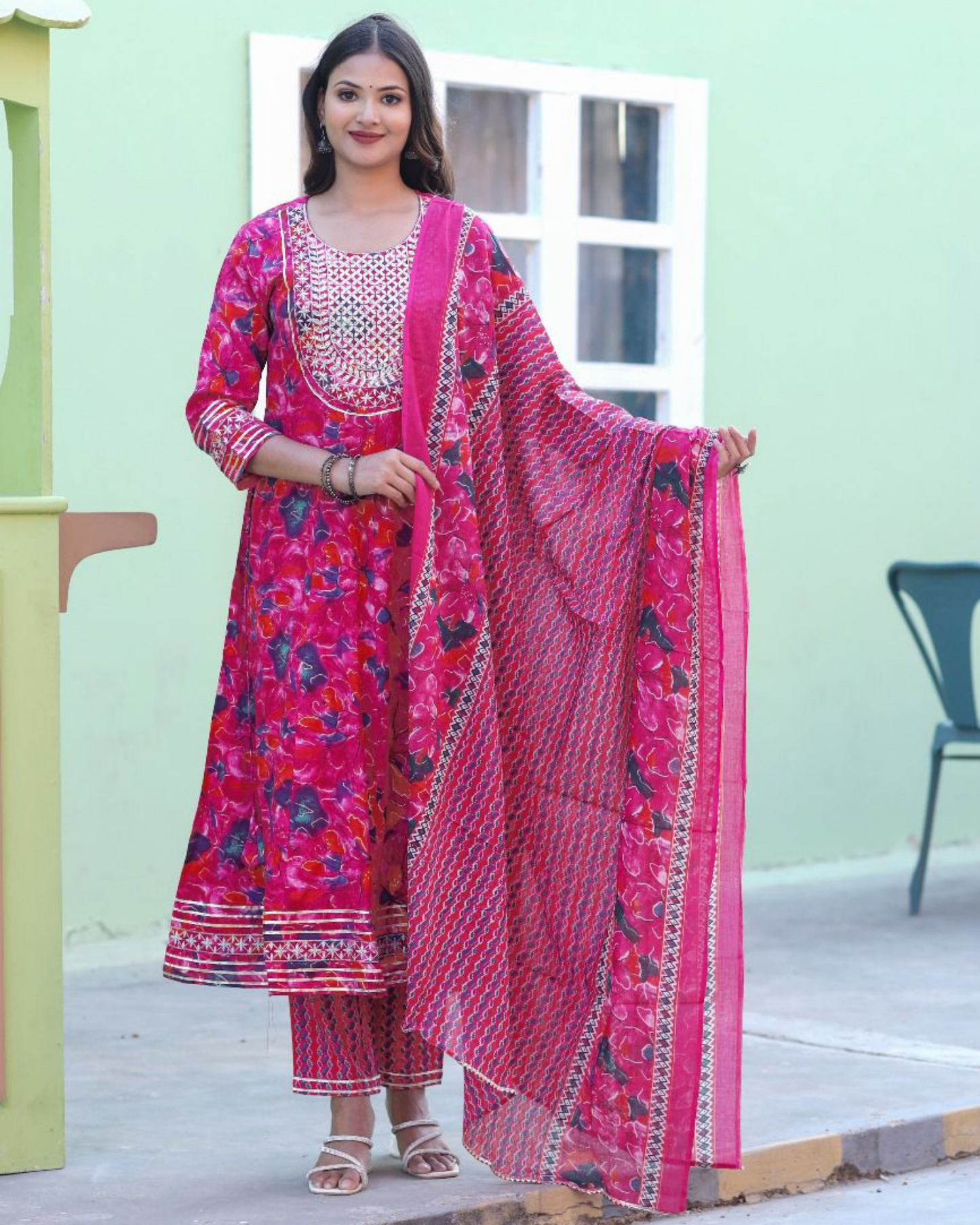 Shree Rama Cotton Embroidered Suit Set with Dupatta