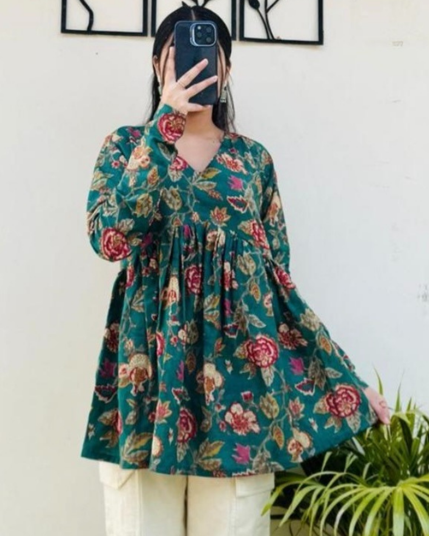 Green Printed Top Soft Fabric with Unique Patterns
