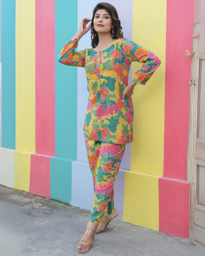 Mix Cotton Printed Co-ord Set Stylish and Comfortable Wear