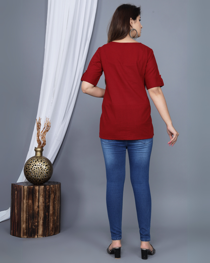 Maroon Rayon Kurti Top Stylish and Comfortable Wear