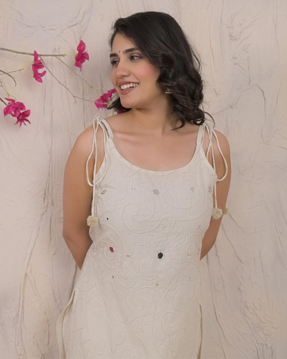 Elegant Cotton Embroidered Sleeveless Kurta with Palazzo