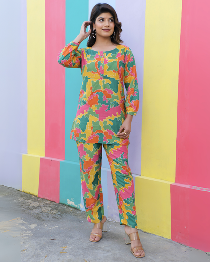 Mix Cotton Printed Co-ord Set Stylish and Comfortable Wear