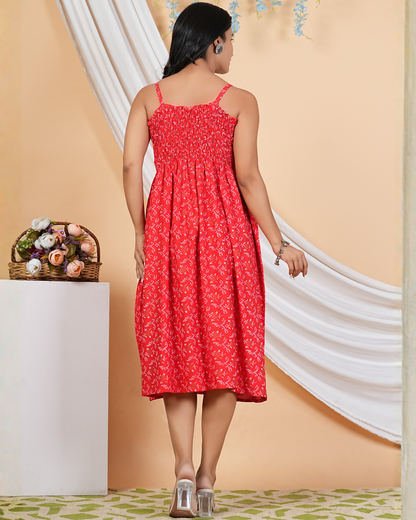 Trendy Red Bale Bobin A-Line Kurti – Soft Cotton, Beautiful Fit
