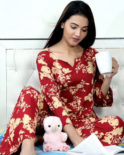 Dhoti Style Rayon Printed Night Dress Soft and Relaxing Wear