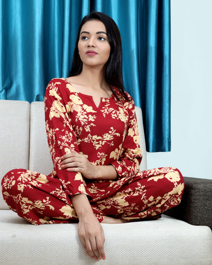 Dhoti Style Rayon Printed Night Dress Soft and Relaxing Wear
