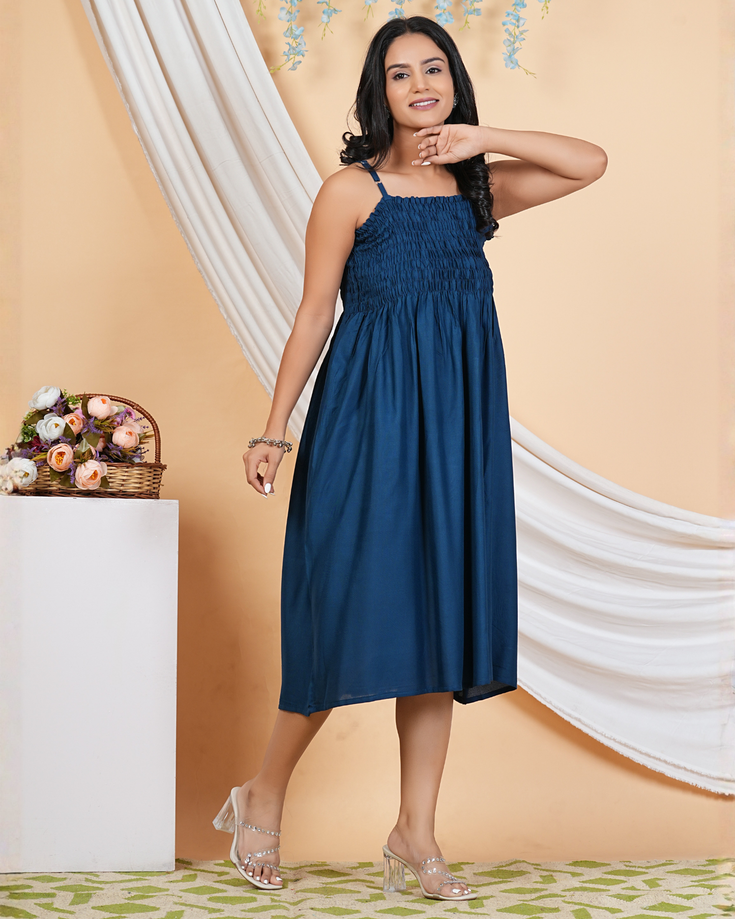 Rama Bobin A Line Rayon Kurti Elegant Teal Blue Charm