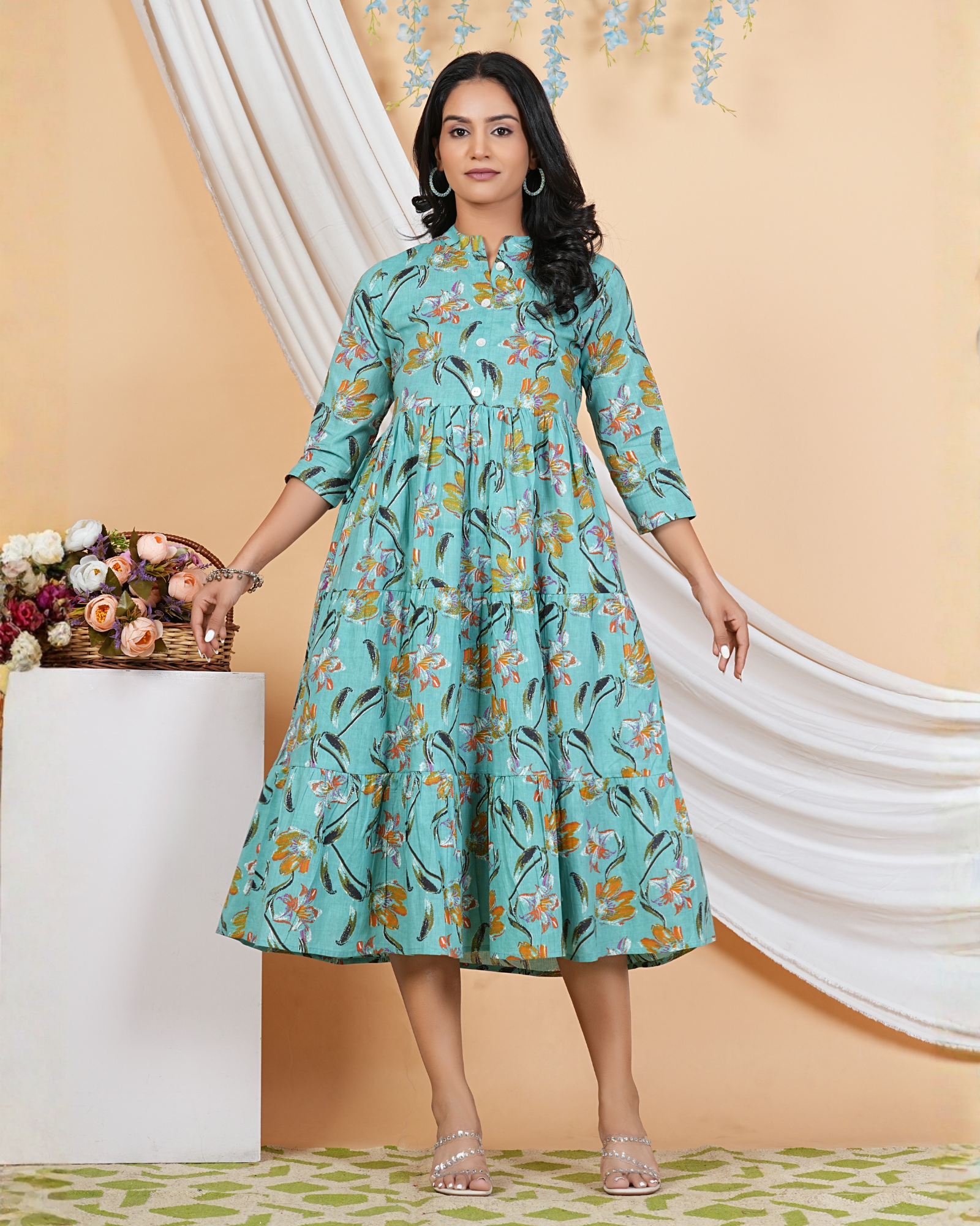 Pista Cotton Anarkali Dress Classic Style with Effortless Grace