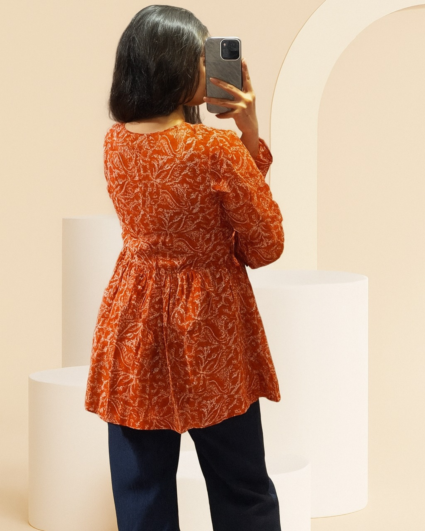 Orange Printed Cotton Top Stylish and Comfortable