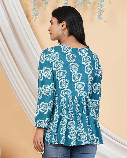 Bloom in Style Rama Flower A Line Cotton Top