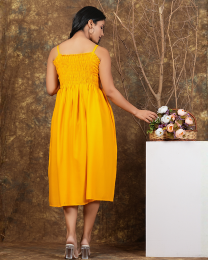 Stylish Mustard Cotton Bobin A Line Top for Casual Occasions