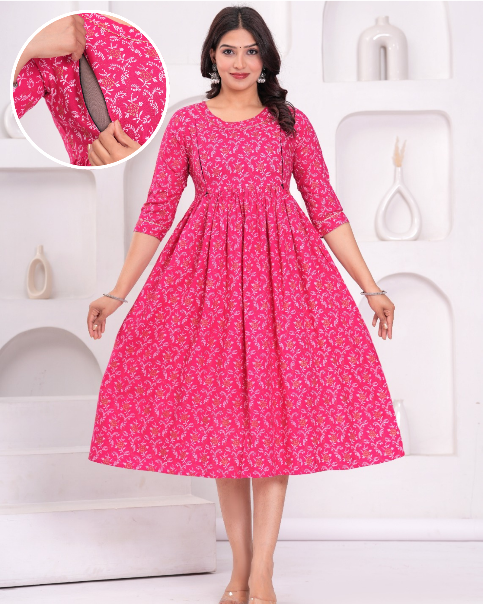 Chic Rani Bell Maternity Gown for Stylish Moms with Feeding Zips