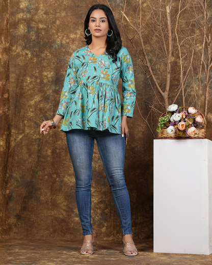 Pista Green Cotton Top Fresh & Comfortable Everyday Wear