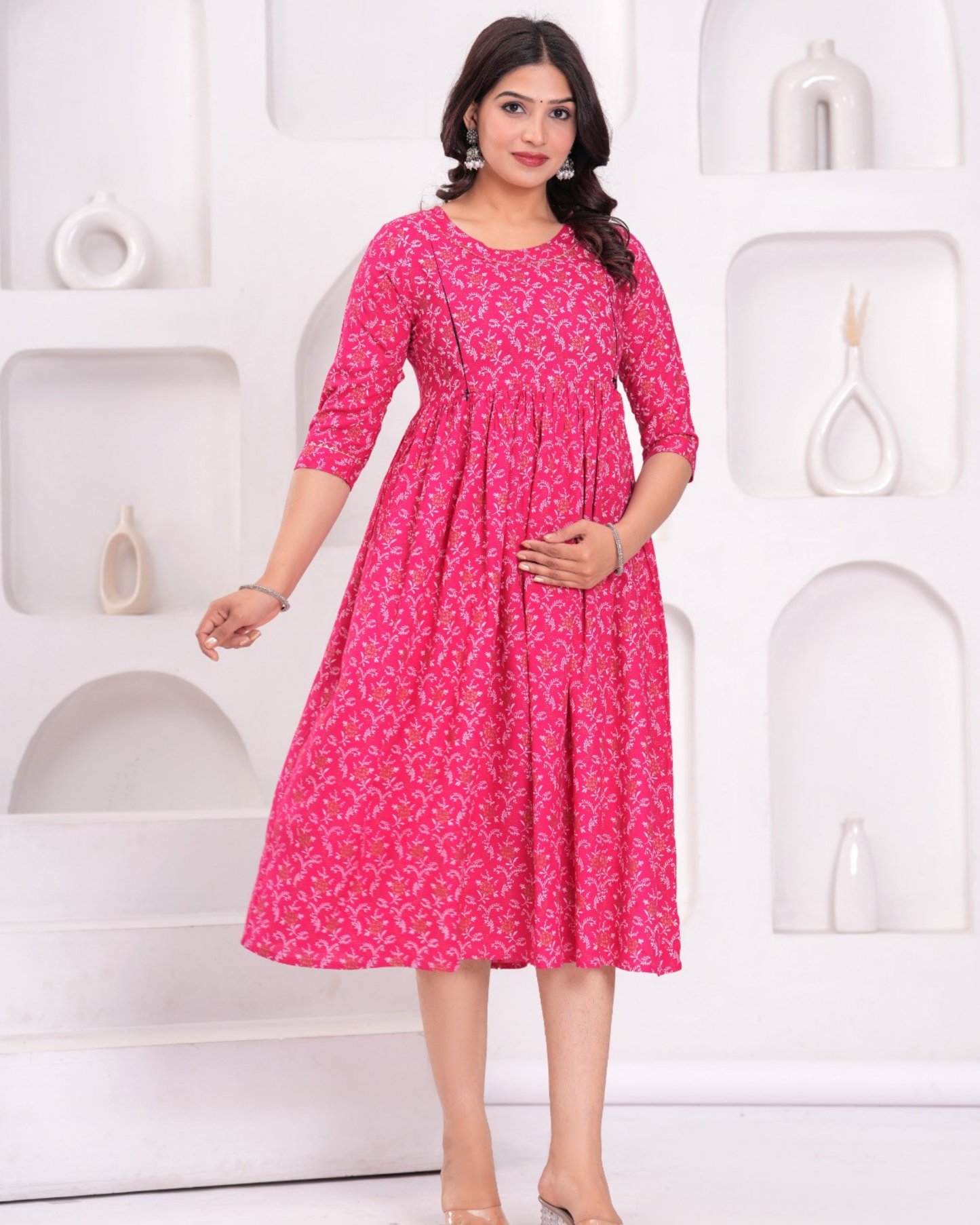 Chic Rani Bell Maternity Gown for Stylish Moms with Feeding Zips