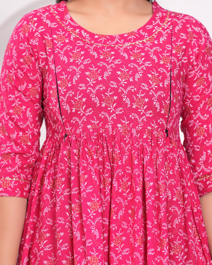 Chic Rani Bell Maternity Gown for Stylish Moms with Feeding Zips