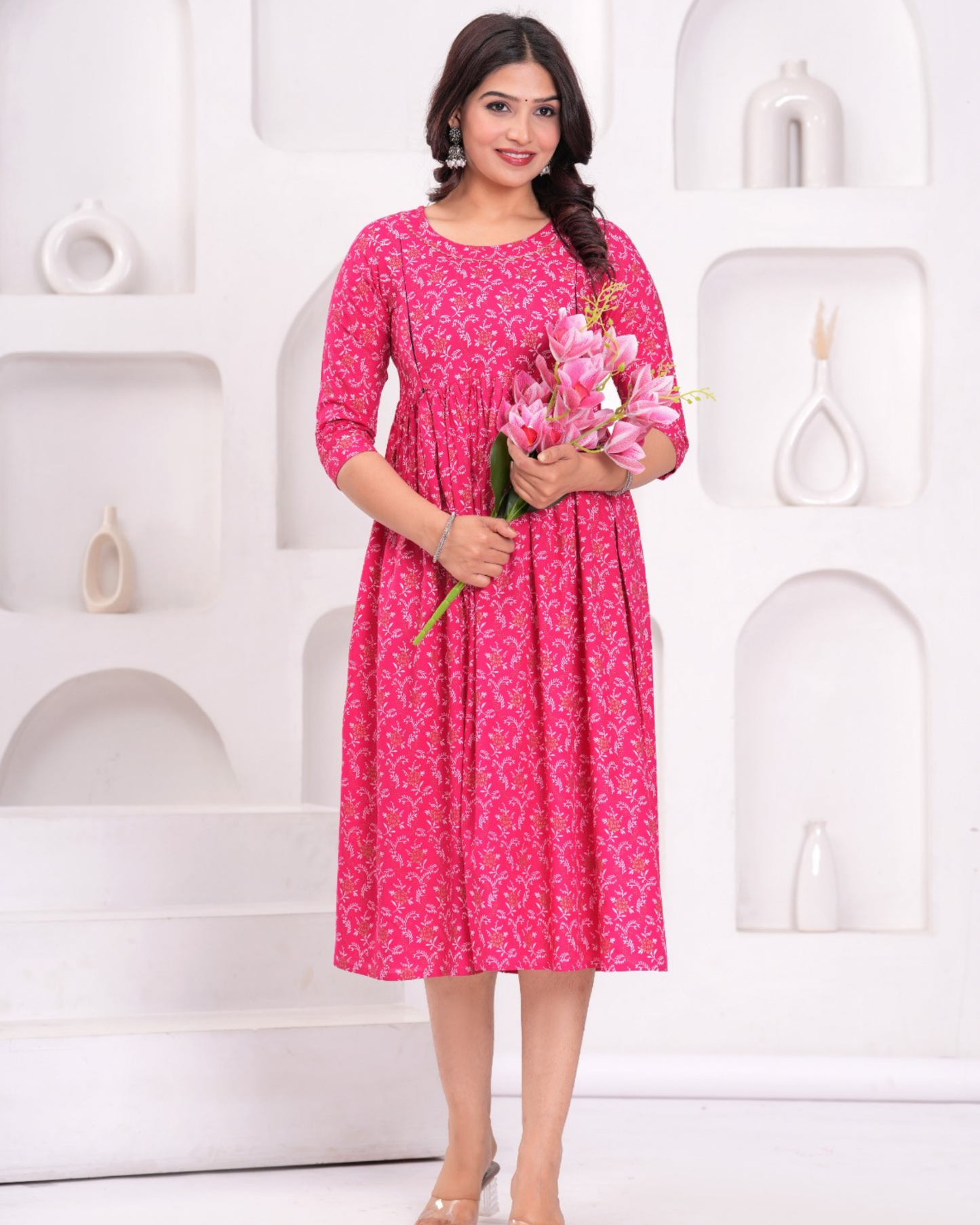 Chic Rani Bell Maternity Gown for Stylish Moms with Feeding Zips