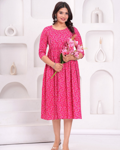 Chic Rani Bell Maternity Gown for Stylish Moms with Feeding Zips