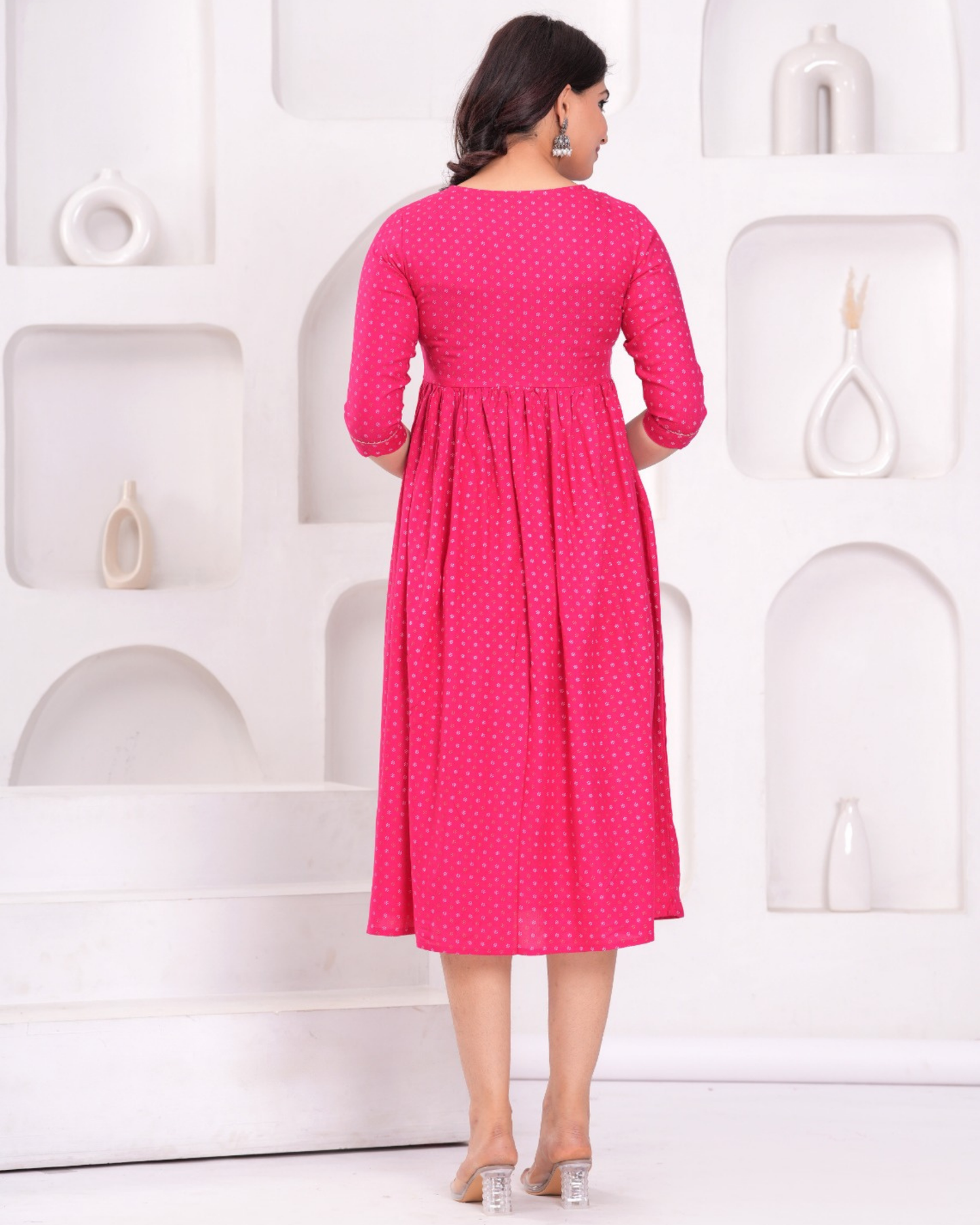 Trendy Rani Butti Maternity Gown with Feeding Zips