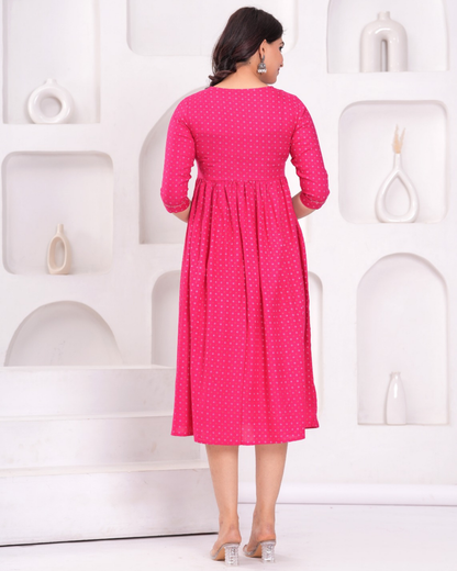 Trendy Rani Butti Maternity Gown with Feeding Zips