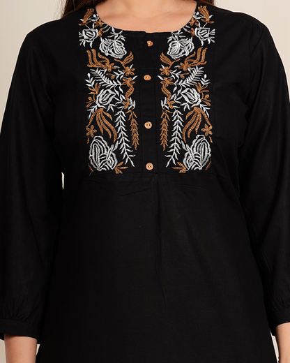 Black TanaBana Rayon Embroidered Co-Ord Set