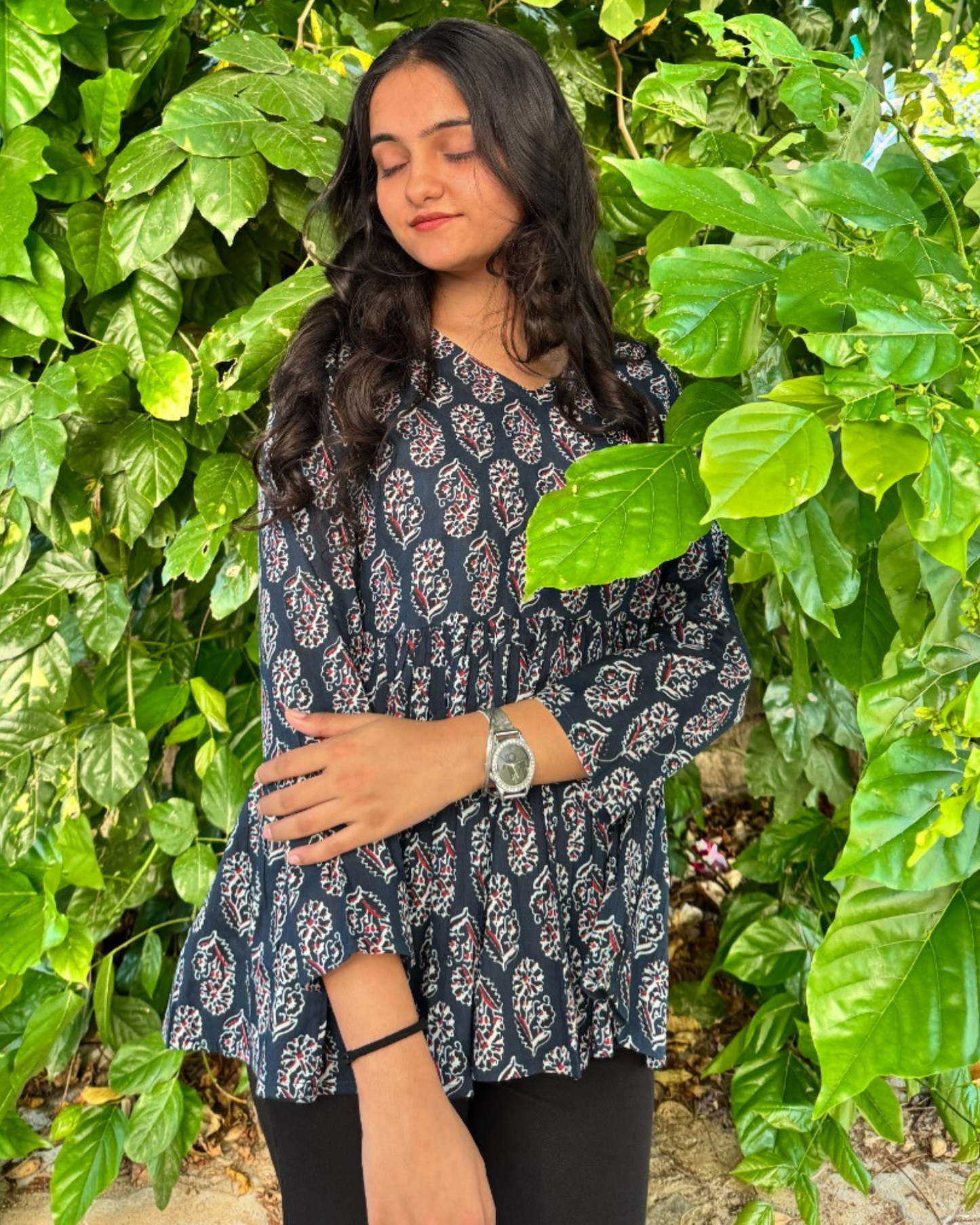 Sky Blue Butti Printed Rayon Top Stylish Everyday Look