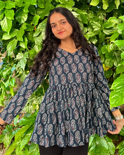 Sky Blue Butti Printed Rayon Top Stylish Everyday Look