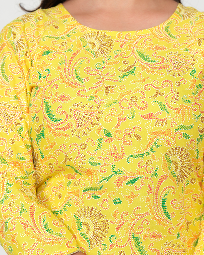 Yellow Rayon Printed Straight Kurti Stylish and Trendy Wear