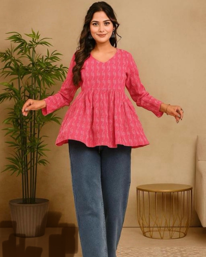 Rani Khata Cotton Top with Subtle Prints Trendy Comfortable Wear