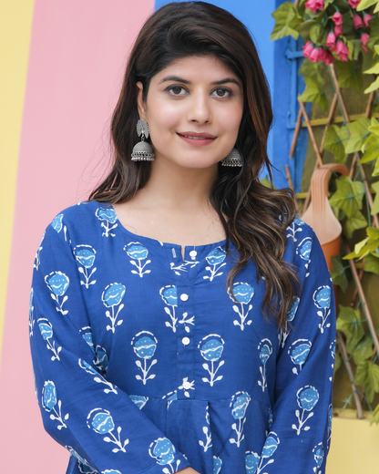 Blue Butta Cotton Printed Co-ord Set Comfortable and Trendy