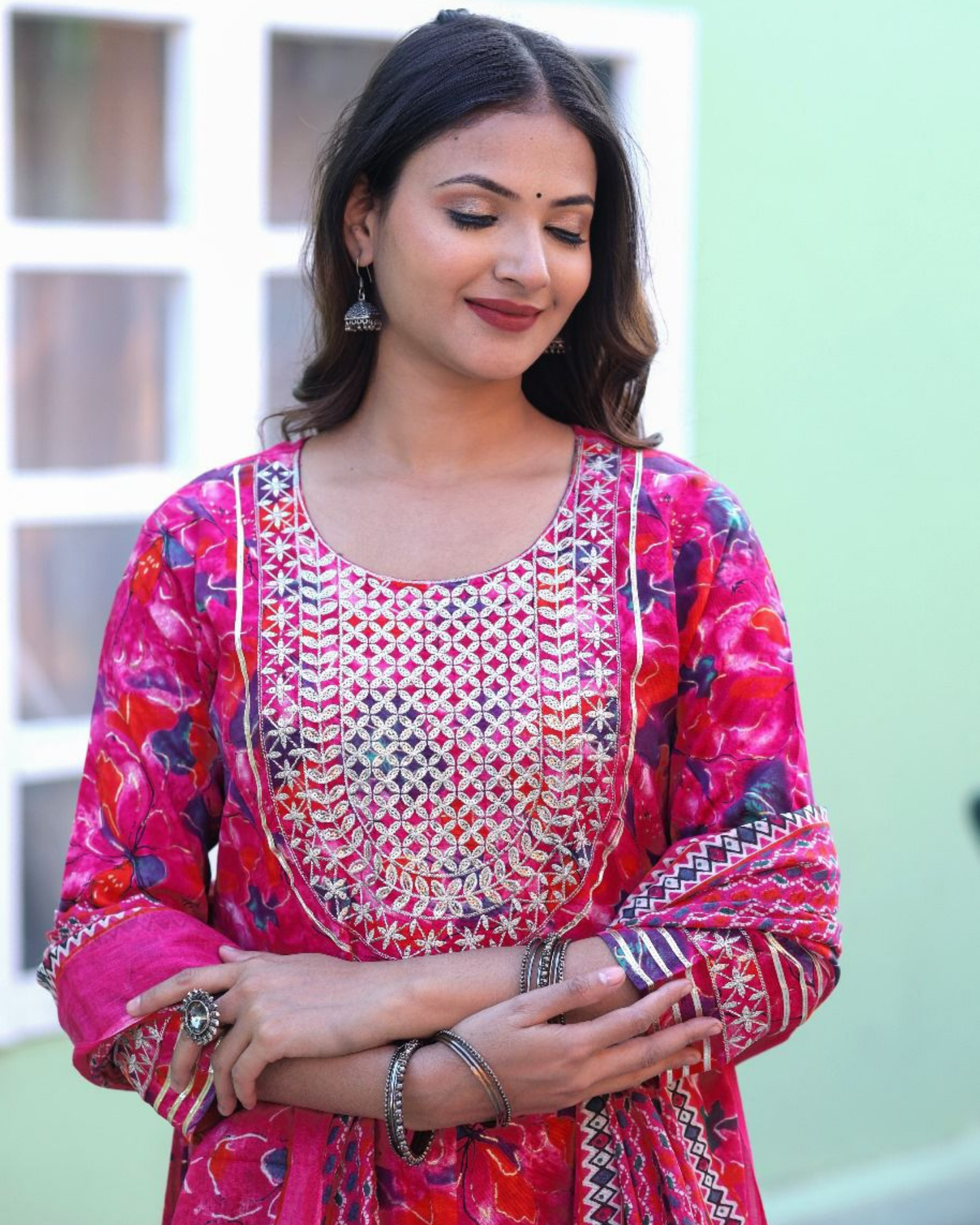 Shree Rama Cotton Embroidered Suit Set with Dupatta