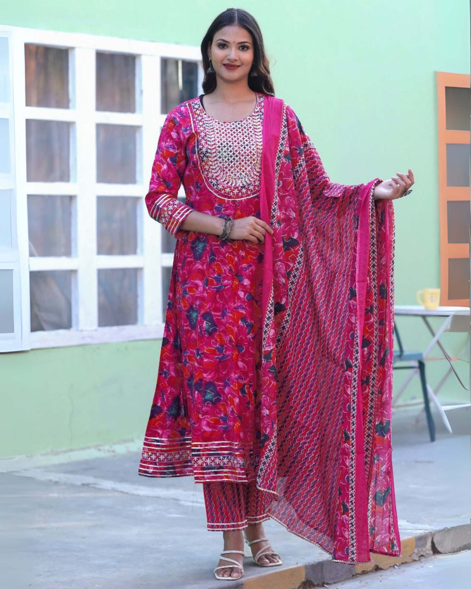 Shree Rani Cotton Embroidered Suit Set with Dupatta