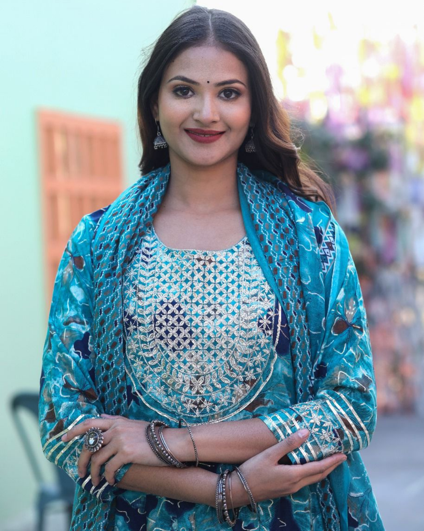 Shree Rama Cotton Embroidered Suit Set with Dupatta