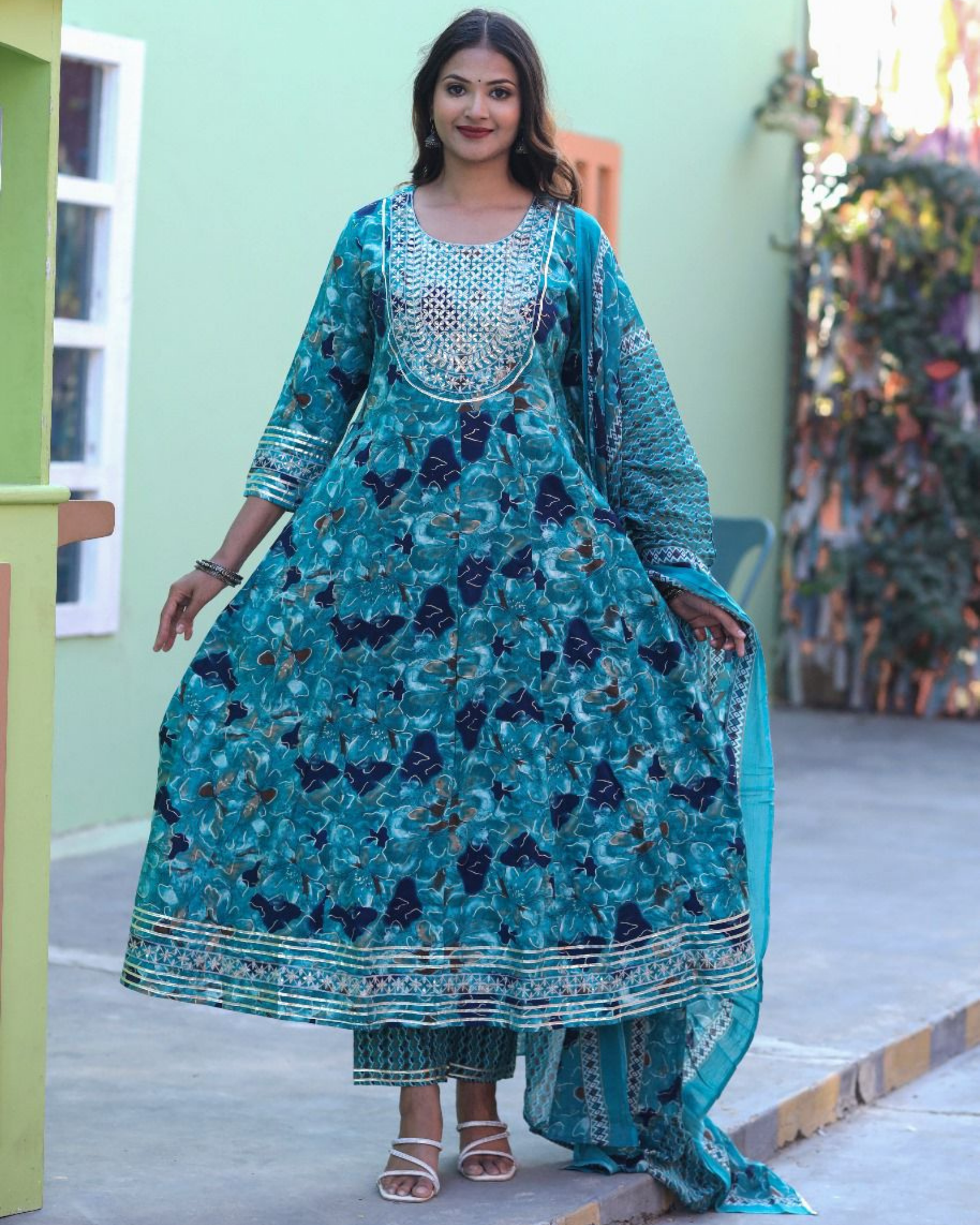 Shree Rama Cotton Embroidered Suit Set with Dupatta