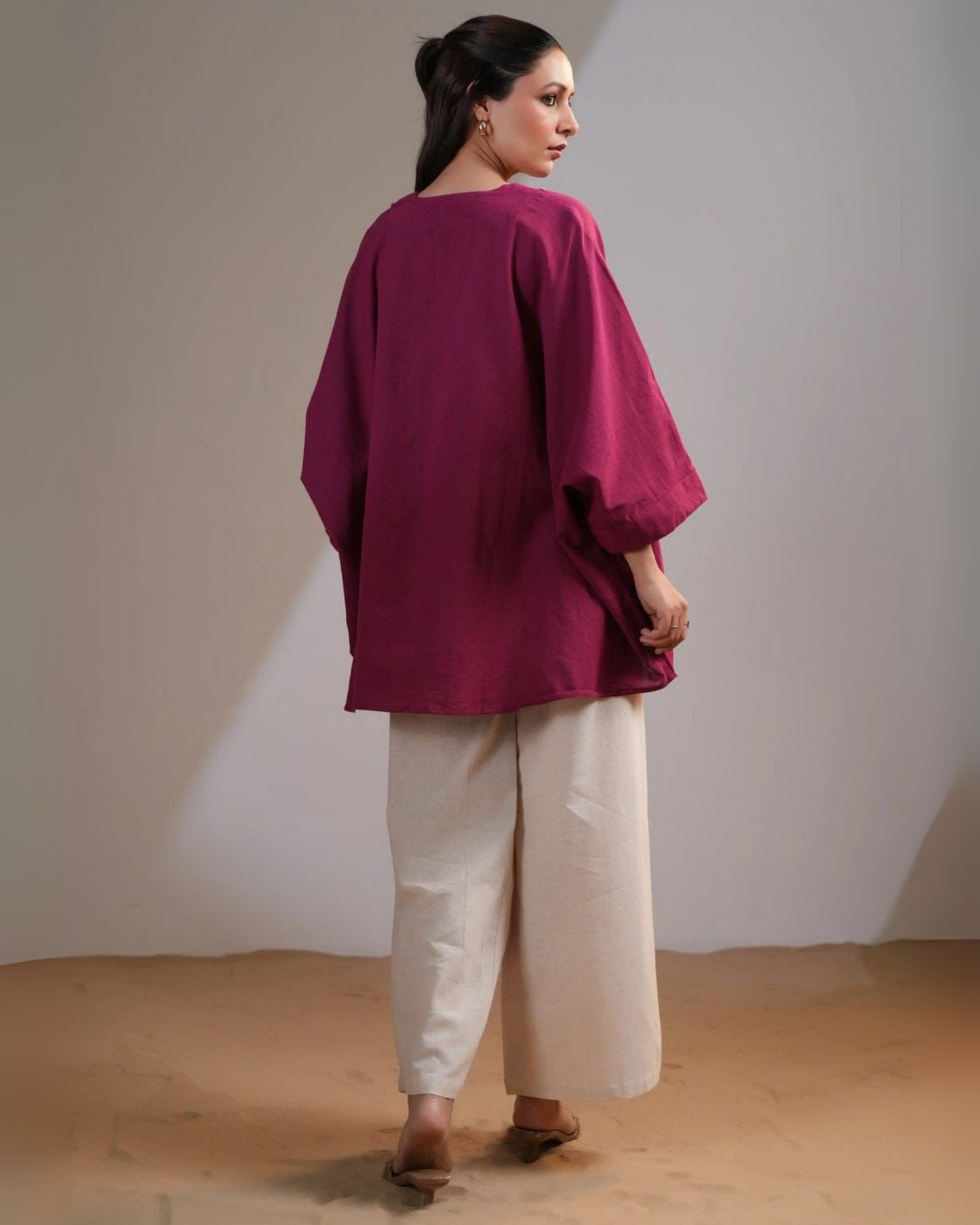 Vandana Black Cotton Flex Kaftan Set with Embroidery