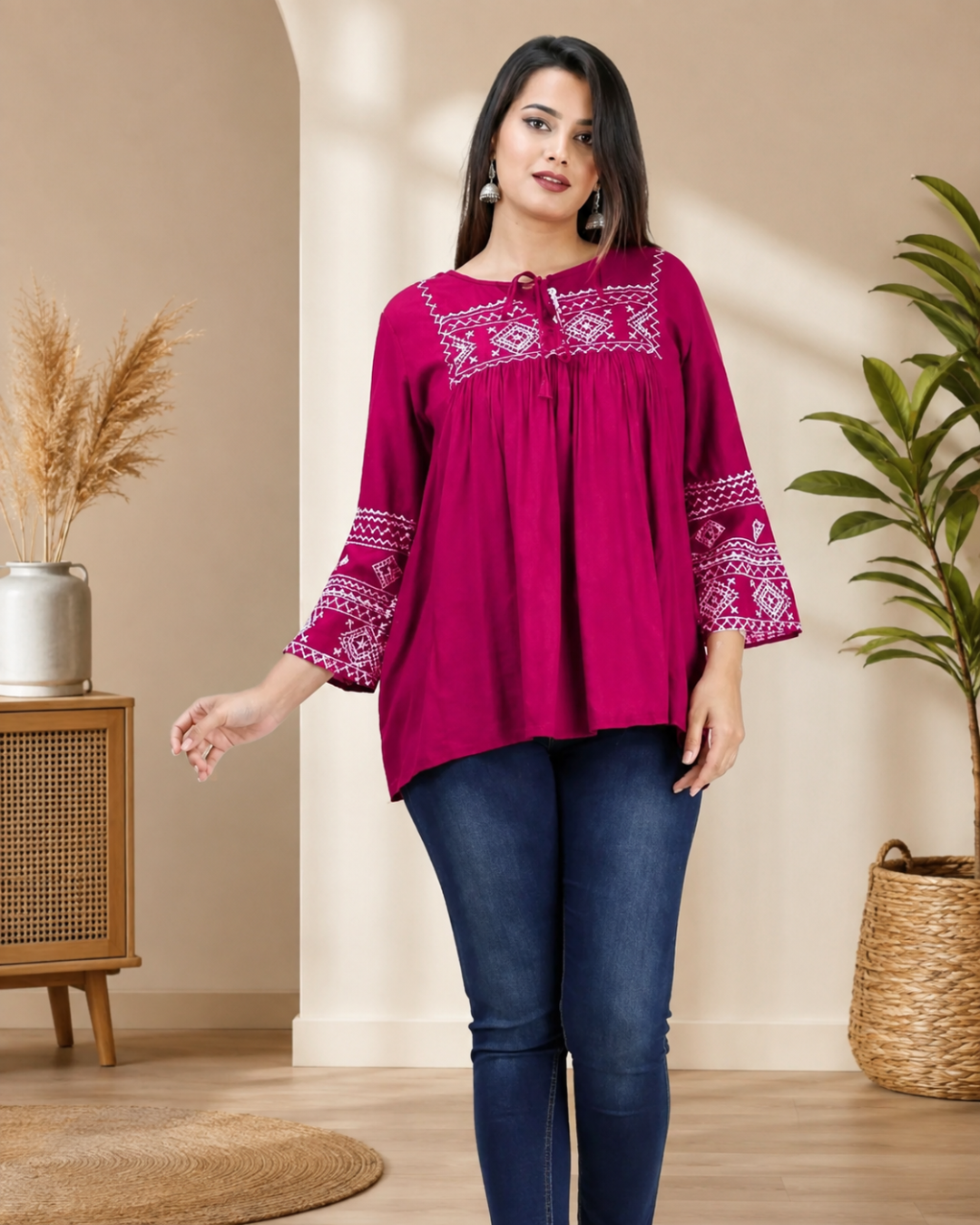 Rani Embroidered Rayon Top